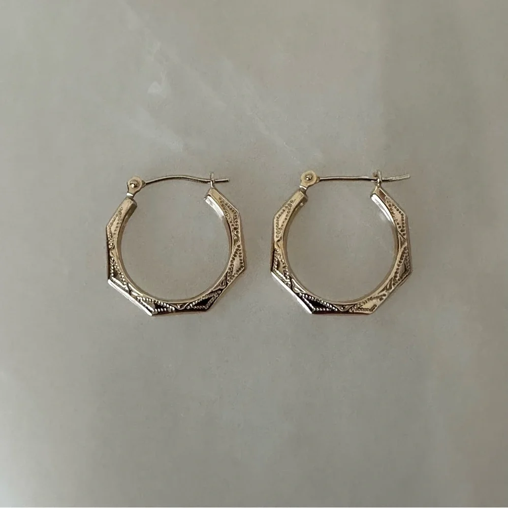 14k Solid Gold Hoop Earrings - Picture 9 of 16
